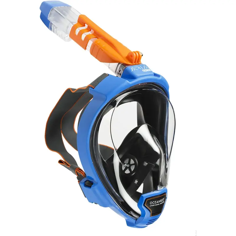 Used Ocean Reef ARIA QR+ Full Face Snorkeling Mask, Blue, Small/Medium