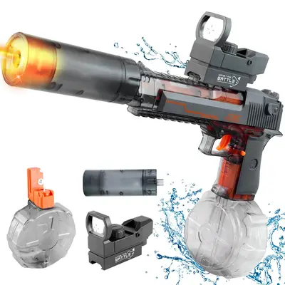 Electric Water Shooter with LED Lights, Powerful Squirt Blaster Toy for Kids & Adults, 26-35ft Range, Waterproof, Ideal for P...