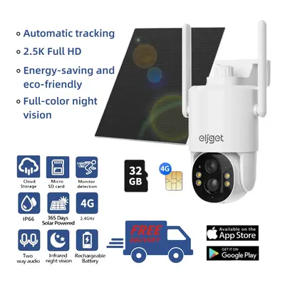 4G LTE Solar Camera Security, No WiFi Outdoor Wireless, 2.5K Spotlight Night Vision, Motion Alert, SD/Cloud Storage, SIM Incl...