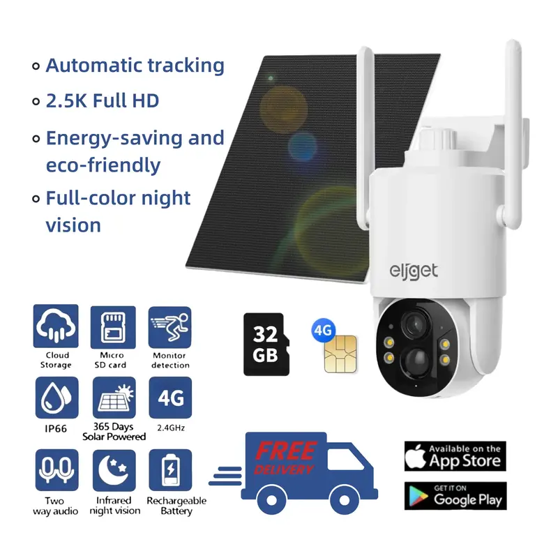 4G LTE Solar Camera Security, No WiFi Outdoor Wireless, 2.5K Spotlight Night Vision, Motion Alert, SD/Cloud Storage, SIM Incl...