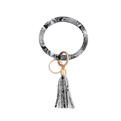 Snakeskin Pattern PU Imitaition Leather Bangle Keychains