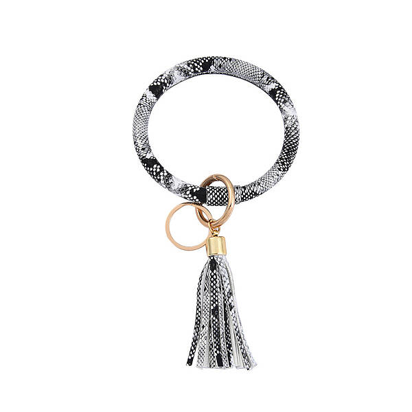 Snakeskin Pattern PU Imitaition Leather Bangle Keychains