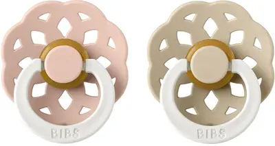 BIBS Boheme Natural Rubber Night Size 2: 6+ months pacifier Blush / Vanilla 2 pcs