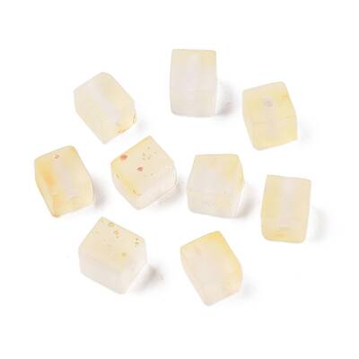 Frosted Glass Beads with Golden Glitter Powder