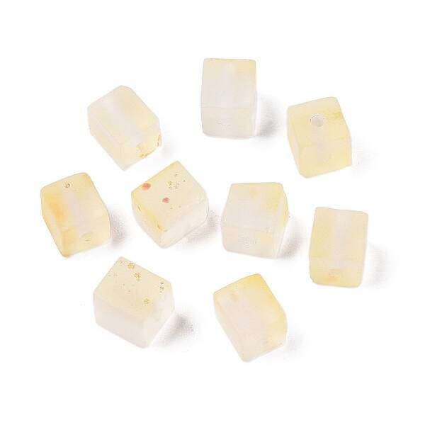 Frosted Glass Beads with Golden Glitter Powder