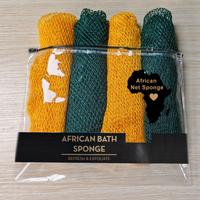 4 Piece African Exfoliating Net Sponge Bundle, Ethically Sourced from Nigeria Bath Sponge