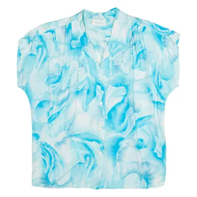 VALENTINE Shirt Blue Viscose Crazy Pattern Short Sleeve Womens M