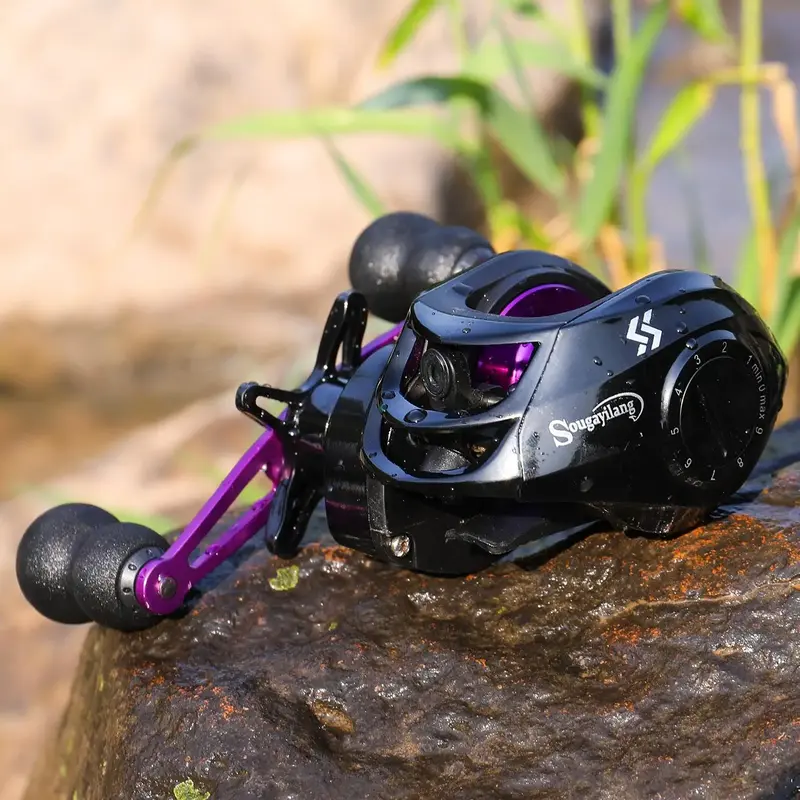 Sougayilang Baitcasting Fishing Reel, Purple 7.2:1 High Speed Gear Ratio with Eva Handle Fishing Reel for Beginner, Freshwate...