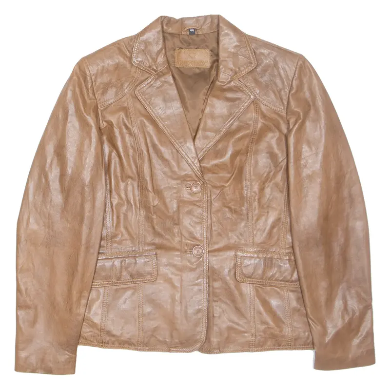 CHEVIREX Womens Jacket Brown Leather L
