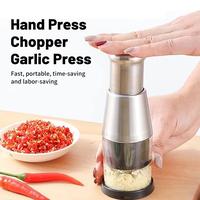 Stainless Steel Manual Garlic Press Handheld Push-Type Chopper Effortless Mincer for Ginger Chili Onion Herbs Fruits Salad Pr...