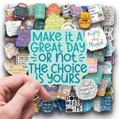 Motivational Slogan Sticker, 100pcs/set Waterproof Self Adhesive Decor Paper, Decor Sticker for Gift Greeting Card Water Bott...