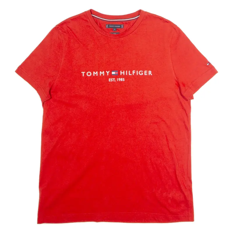 TOMMY HILFIGER Slim Fit Mens T-Shirt Red Crew Neck XL
