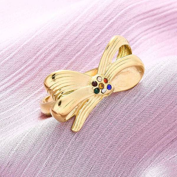 304 Stainless Steel with Rhinestone Adjustable Cuff Rings