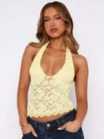 Women's Solid Sheer Backless Halter Neck Top, Fashion Casual Plunge Neck Sleeveless Top for Daily Outdoor Wear, Ladies Clothe...