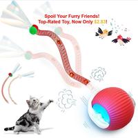 Interactive Cat Toys for Indoor Cats, 2025 New Generation Interactive Cat Ball Toy with Elastic Mesh Tail, Automatic Cat/Kitt...