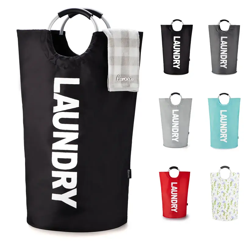 90L Laundry Basket, Waterproof Laundry Hamper, Laundry Bag with Padded Handles, Clothes Hamper Stands Up Well, Collapsible La...