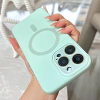Strong Magnetic Liquid Silicone Glass Camera Protector Cover Phone case For iPhone16 15 14 13 12 11 Pro Max Plus, iPhone11 Sk...