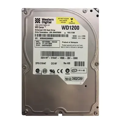 WD1200BB-18CAA0 Western Digital Caviar 120GB 7200RPM EIDE 2MB Cache (512) 3.5-Inch Hard Drive