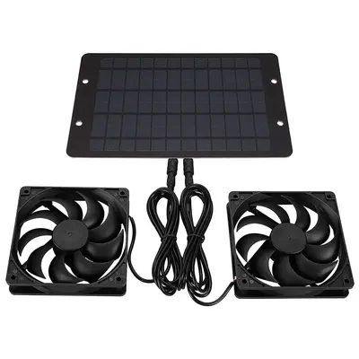 Solar Powered Electric Fan, 10W/12V Dual Fan Cooling Fan, Suitable for Small Chicken House, Greenhouse, Shed, Pet House, Wind...