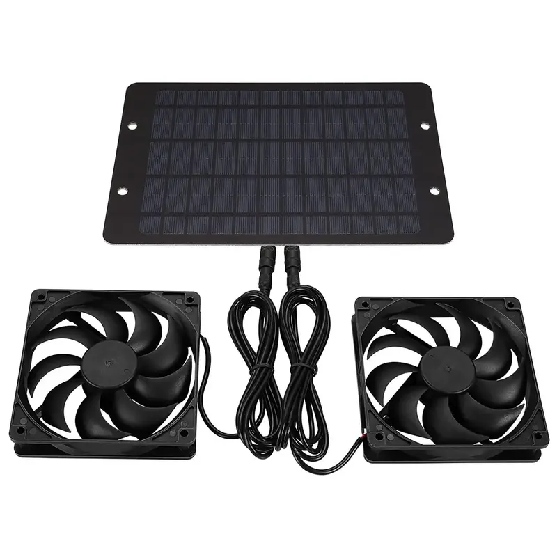 Solar Powered Electric Fan, 10W/12V Dual Fan Cooling Fan, Suitable for Small Chicken House, Greenhouse, Shed, Pet House, Wind...