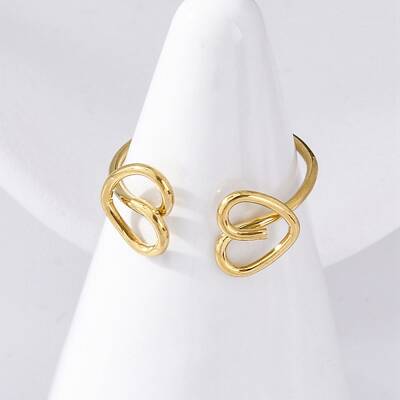 Heart 304 Stainless Steel Open Cuff Rings for Women
