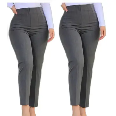 Women Solid Casual Suit Pants High Waist Solid Slim Fit Cropped Trousers New Lady Summer Pencil Pants - Bottom, Womenswear Co...