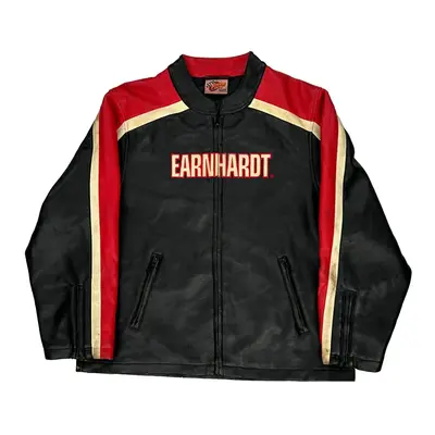 Earnhardt Winners Circle Leather Jacket - Large Black Faux Leather