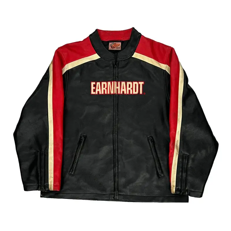 Earnhardt Winners Circle Leather Jacket - Large Black Faux Leather