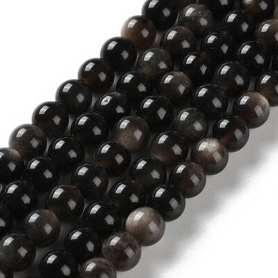 Natural Silver Obsidian Beads Strands