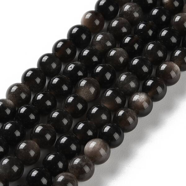 Natural Silver Obsidian Beads Strands