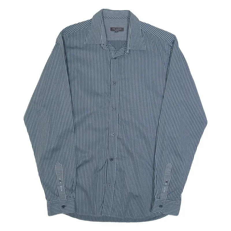TED BAKER Mens Shirt Blue 90s Striped Long Sleeve M