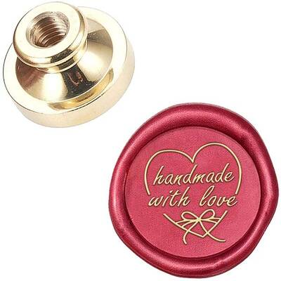 CRASPIRE Wax Seal Stamp Head Handmade with Love Removable Sealing Brass Stamp Head for Creative Gift Envelopes Invitations Ca...