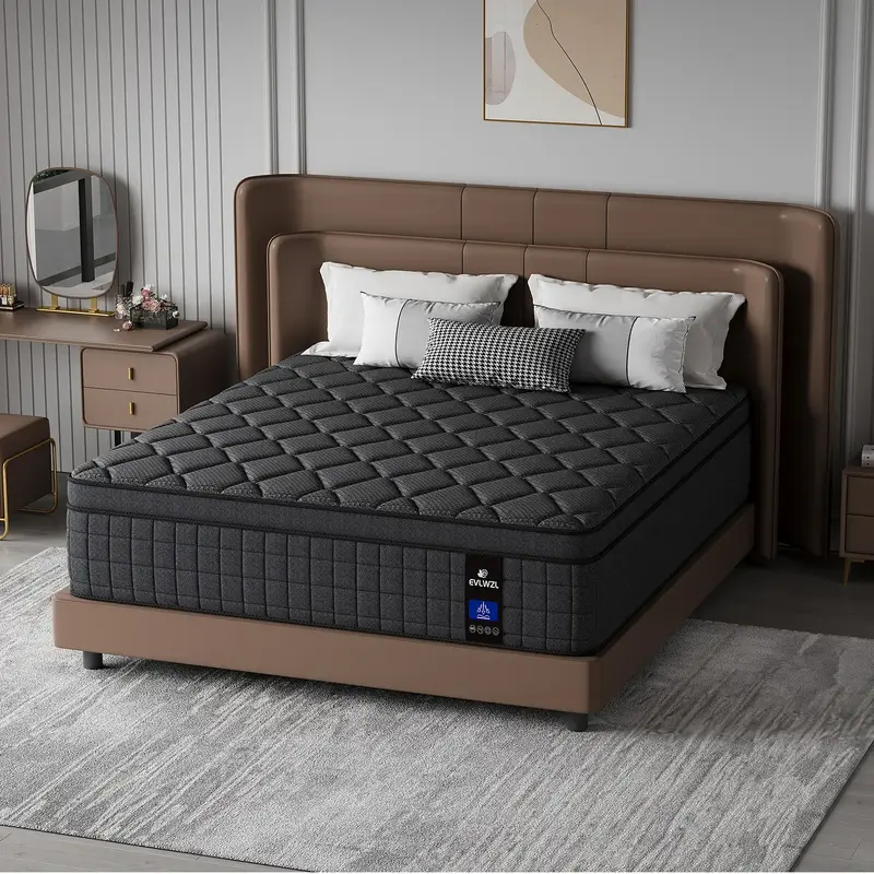【EVLWEL】8/10/12/14 Inch Twin, Full, Queen, King Mattress Memory Foam And Spring, Hybrid MattressMedium Firmness, Lumbar S...