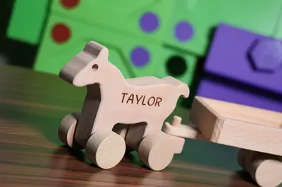 Wooden Toy Car - Horse - Personalized - Handmade Montessori Toy