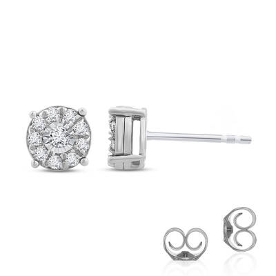 Lab Grown Illusion Set Halo Diamond Earrings | White Gold 1/3 ct. tw.