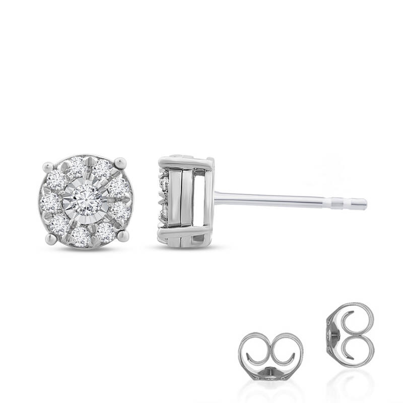Lab Grown Illusion Set Halo Diamond Earrings | White Gold 1/3 ct. tw.