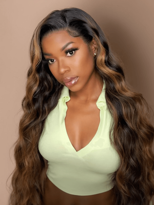 UNice Bundles #FB30 Brown Balayage Highlight 3Pcs Body Wave Human Hair Bundles