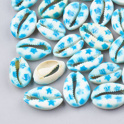 Printed Cowrie Shell Beads