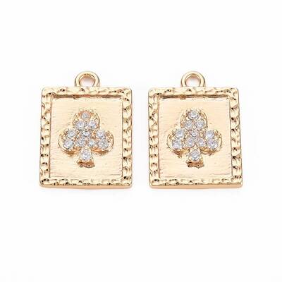 Brass Micro Pave Clear Cubic Zirconia Pendants