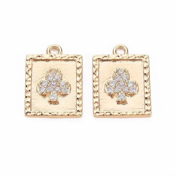 Brass Micro Pave Clear Cubic Zirconia Pendants