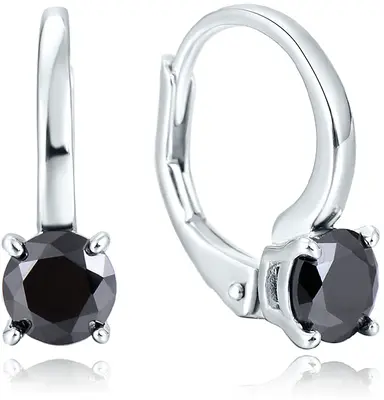 Beneto Elegant silver earrings with black zirconia AGUC2255