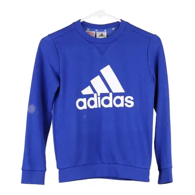 Age 9-10 Adidas Spellout Sweatshirt - Small Blue Cotton Blend