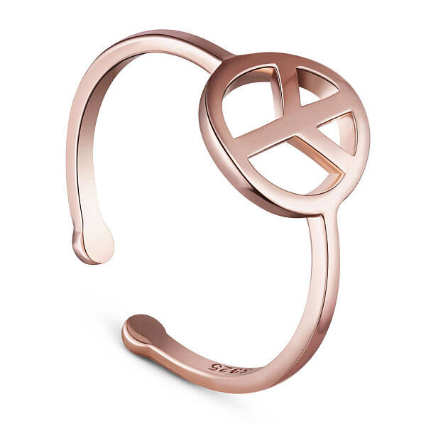 Adjustable Sterling Silver Peace Sign Cuff Finger Ring