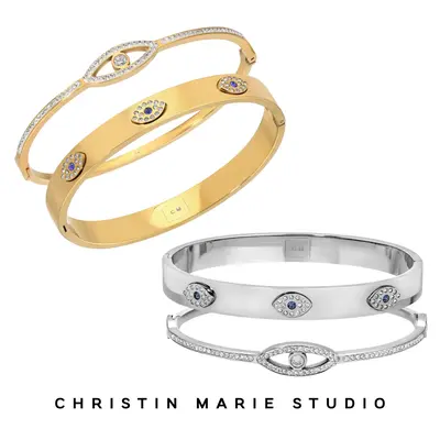 Not So Evil Eye Bangle Set (1 thin 1 thick)