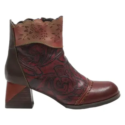 LAURA VITA Ankle Boots Maroon Leather Womens UK 4