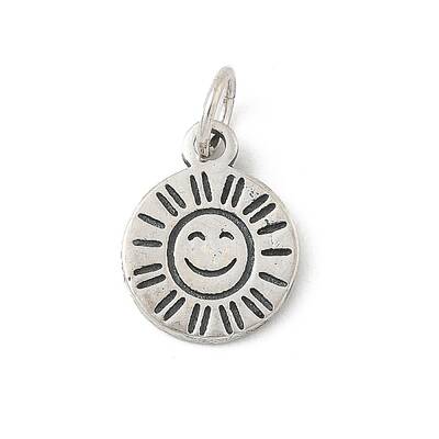 925 Sterling Silver Smiling Face Sun Charms with Jump Rings