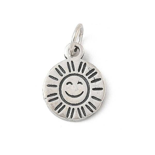 925 Sterling Silver Smiling Face Sun Charms with Jump Rings