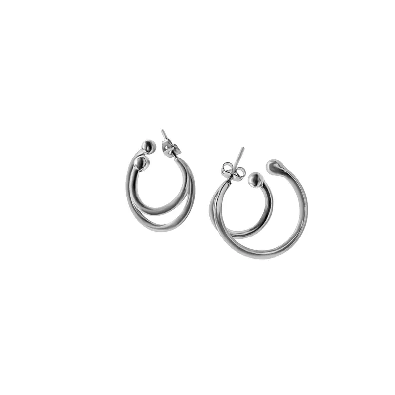 Loka Double Hoop Earrings | Material: 24K Plated Gold