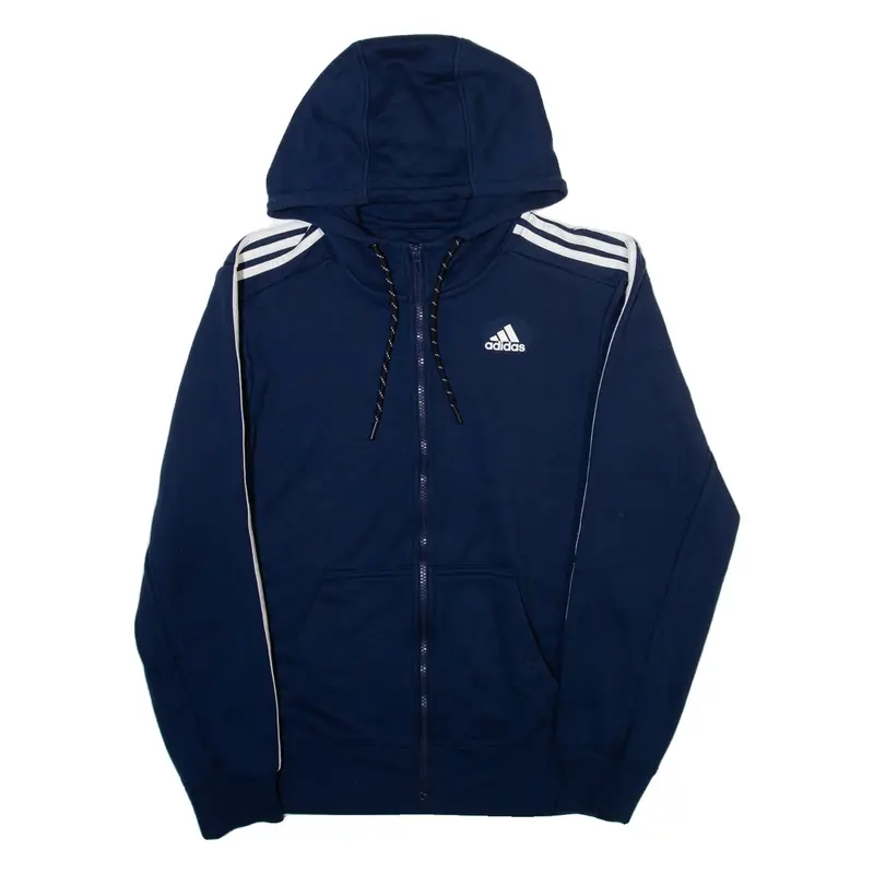 ADIDAS Mens Blue Hoodie Full Zip S