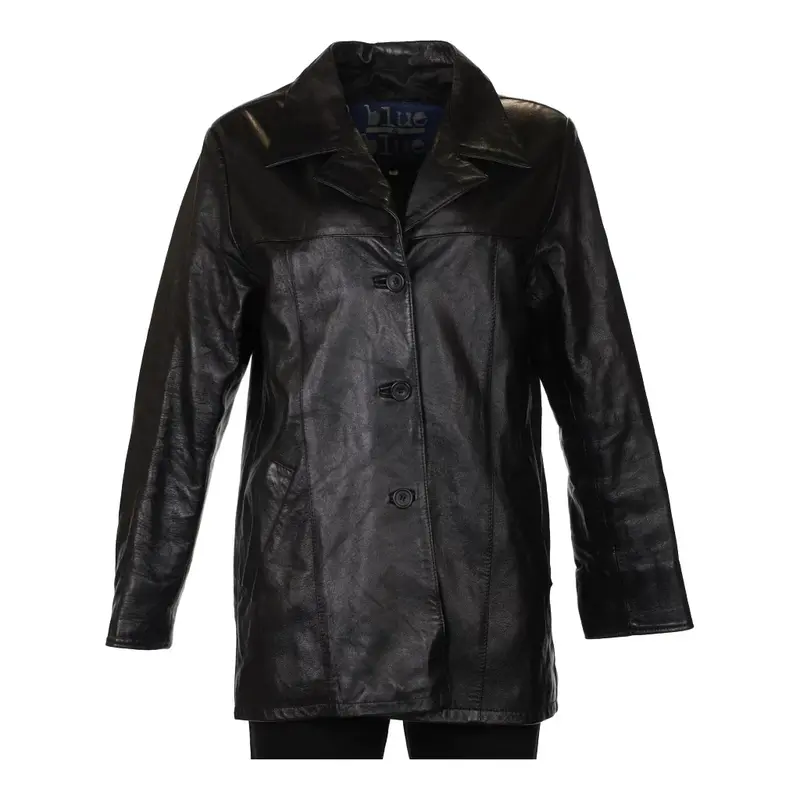 Blue & Blue Leather Jacket - Medium Black Leather